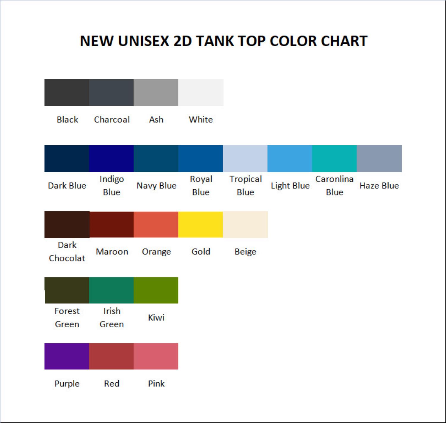 tank top color chart - Animal Crossing Merchandise