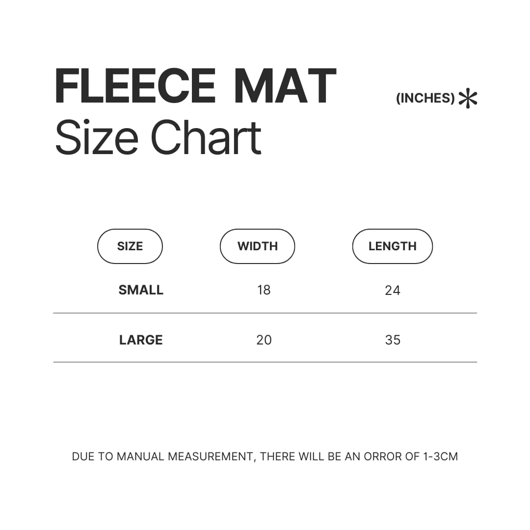 Fleece Mat Size Chart - Animal Crossing Merchandise