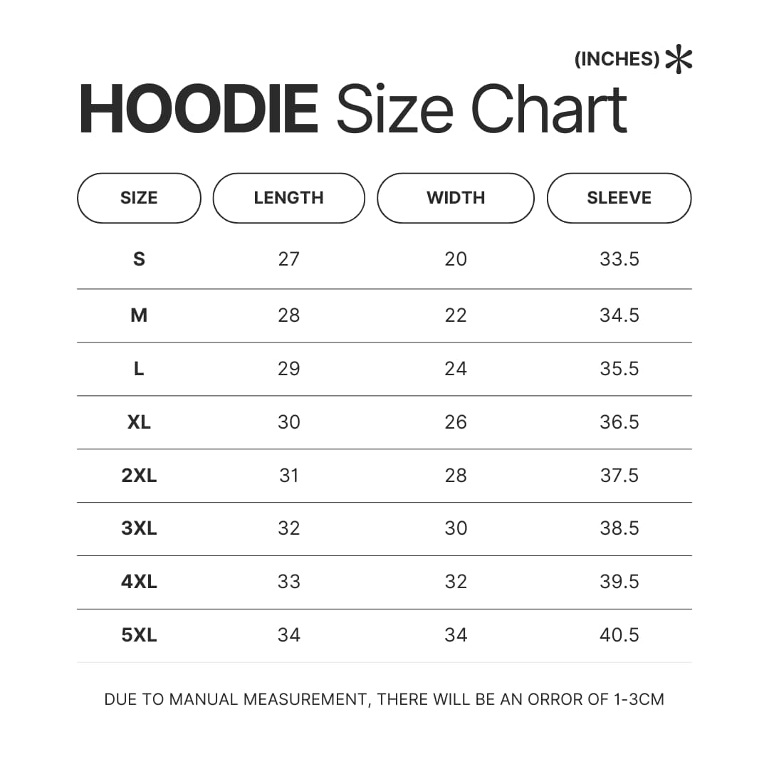 Hoodie Size Chart - Animal Crossing Merchandise