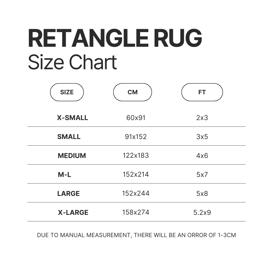 Retangle Rug Size Chart - Animal Crossing Merchandise