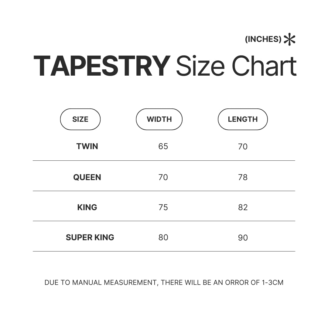 Tapestry Size Chart - Animal Crossing Merchandise