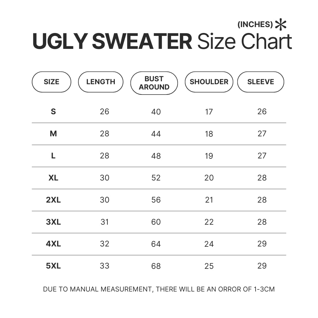 Ugly Sweater Size Chart - Animal Crossing Merchandise