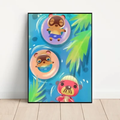 Animal Crossing Timmy Tommy Swimming Poster - Animal Crossing Merchandise