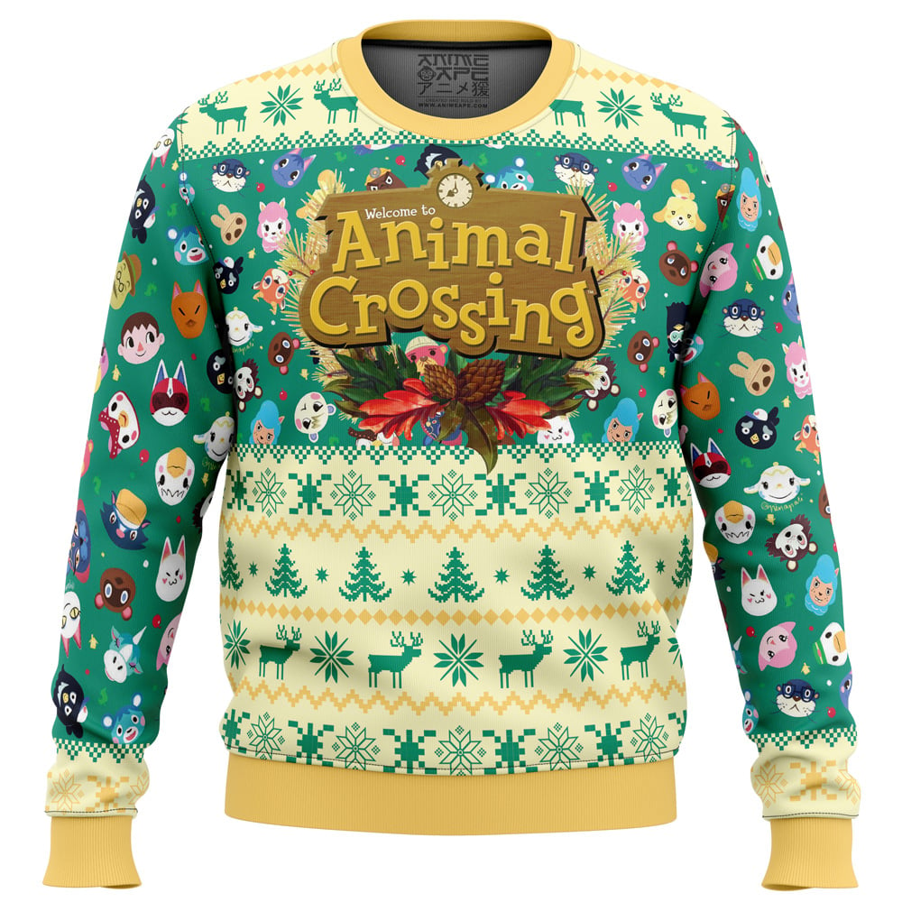 Happy Animal Villagers Animal Crossing men sweatshirt FRONT - Animal Crossing Merchandise