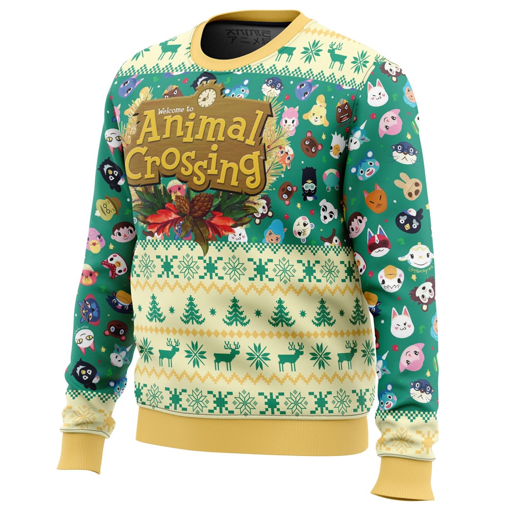 Happy Animal Villagers Animal Crossing men sweatshirt SIDE FRONT - Animal Crossing Merchandise